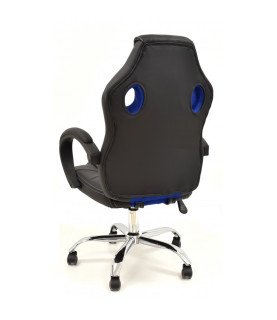Sillón de oficina SEPANG, racing, similpiel negra, tejido mesh azul