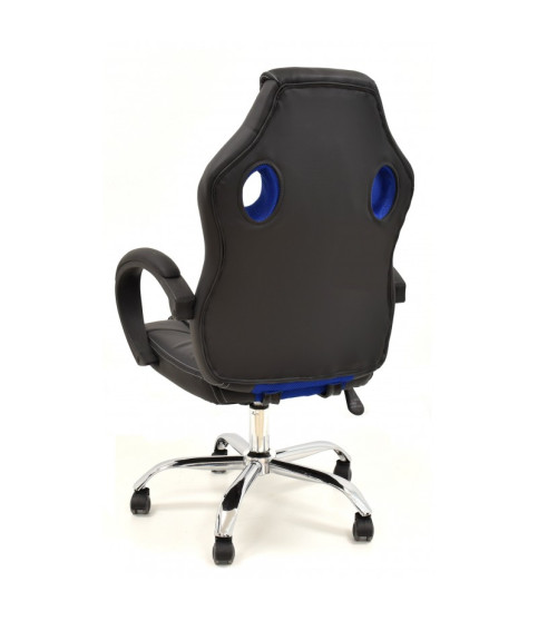 Sillón de oficina SEPANG, racing, similpiel negra, tejido mesh azul