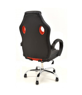 Sillón de oficina SEPANG, racing, similpiel negra, tejido mesh rojo