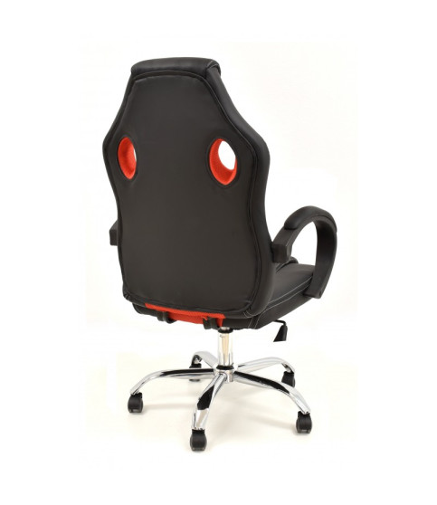 Sillón de oficina SEPANG, racing, similpiel negra, tejido mesh rojo