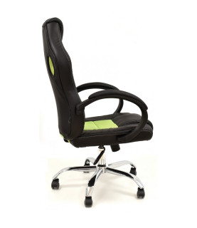 Sillón de oficina SEPANG, racing, similpiel negra, tejido mesh verde pistacho