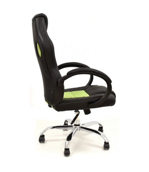Sillón de oficina SEPANG, racing, similpiel negra, tejido mesh verde pistacho