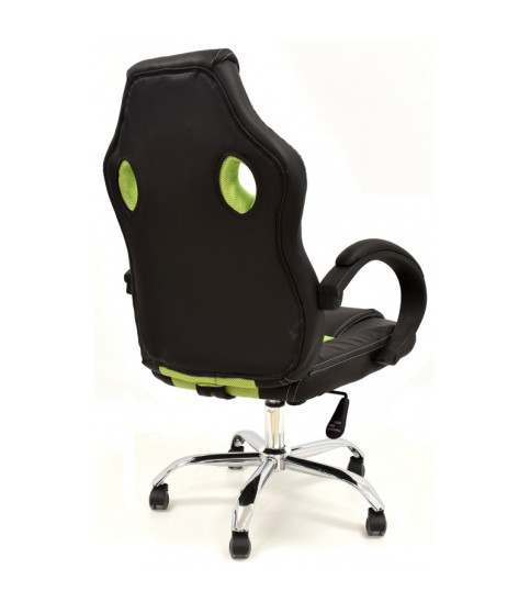 Sillón de oficina SEPANG, racing, similpiel negra, tejido mesh verde pistacho