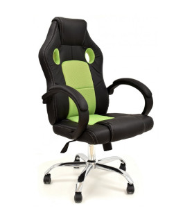 Sillón de oficina SEPANG, racing, similpiel negra, tejido mesh verde pistacho
