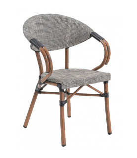 SILLÓN NERJA APILABLE ALUMINIO TEJIDO TESLIN GRIS BRONCE