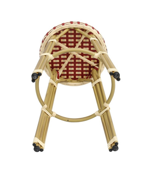 Taburete PARIS apilable — aluminio y ratán blanco y marrón.