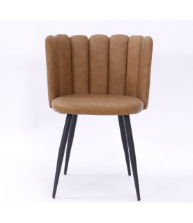Silla RAMSÉS metal, tapizado similpiel marrón claro