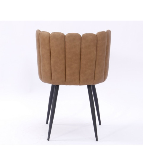 Silla RAMSÉS metal, tapizado similpiel marrón claro