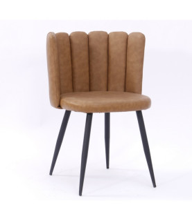 Silla RAMSÉS metal, tapizado similpiel marrón claro