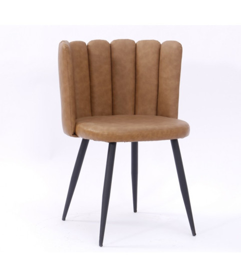 Silla RAMSÉS metal, tapizado similpiel marrón claro