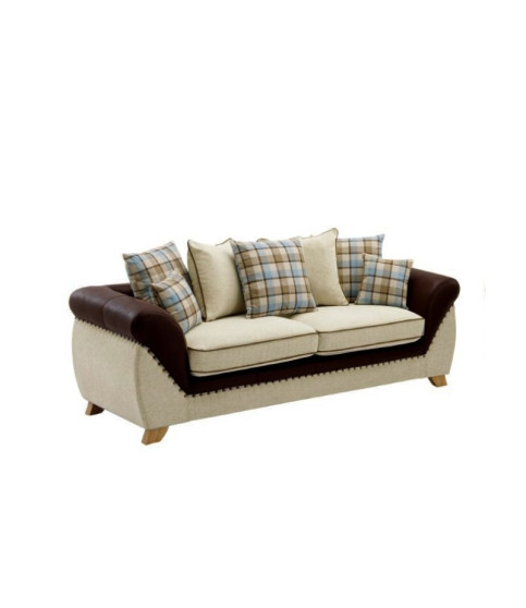 Set de sofás CAMBRIDGE 3 + 2 plazas, tejido marrón y beige