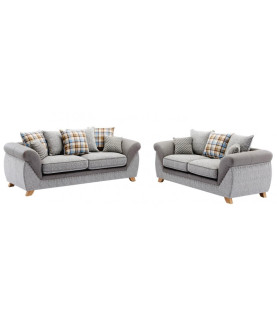 SOFÁ CAMBRIDGE 2 PLAZAS TEJIDO COMBINADO GRIS Y GRIS CLARO
