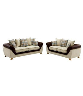SOFÁ CAMBRIDGE 2 PLAZAS TEJIDO MARRÓN Y BEIGE