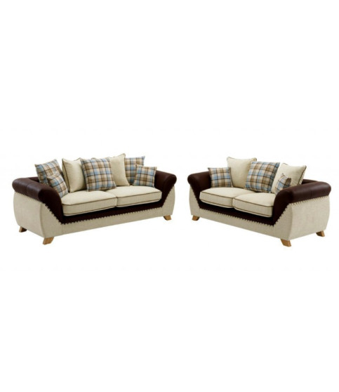 SOFÁ CAMBRIDGE 2 PLAZAS TEJIDO MARRÓN Y BEIGE
