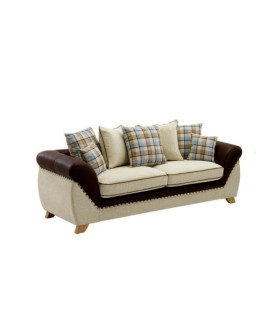 SOFÁ CAMBRIDGE 3 PLAZAS TEJIDO MARRÓN Y BEIGE