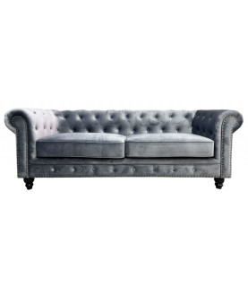 SOFÁ CHESTER PREMIUM 3 PLAZAS TAPIZADO VELVET GRIS