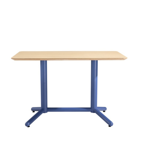 Mesa COLMAR, azul, contrachapado revestido con HPL, acabado natural, 120 x 70 cm