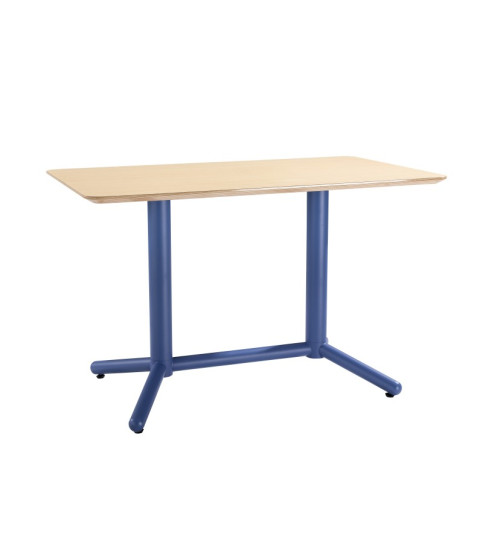 Mesa COLMAR, azul, contrachapado revestido con HPL, acabado natural, 120 x 70 cm