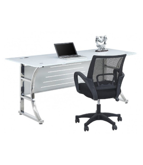 CADORE Office Desk, super white tempered glass, 180 x 85 cm