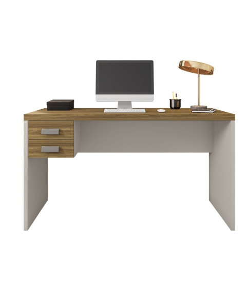 Mesa de oficina STUDIO 136, 2 cajones, bilaminado miel y cacao, 136 x 60 cms