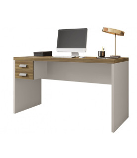 Mesa de oficina STUDIO 136, 2 cajones, bilaminado miel y cacao, 136 x 60 cms