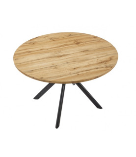Mesa OLITE 120R, metálica con tapa de DM madera bilaminada, 120 cm de diámetro.