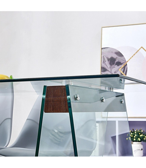 Mesa SELENE, madera y cristal templado, 200 x 90 cm.
