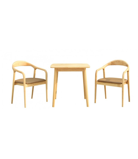 Mesa TRANSILVANIA, madera natural, 75 x 75 cm.