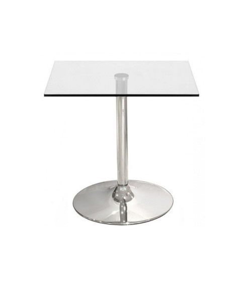 Mesa BERNIE 70C, cromada con tapa de cristal templado, 70 x 70 cm.