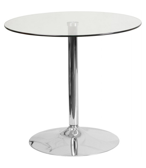 Mesa BERNIE 70R, cromada con tapa de cristal templado, 70 cm de diámetro. Mesa BERNIE 70R, cromada con tapa de cristal templado, 70 cm de diámetro.
