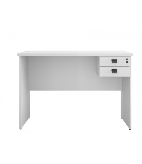 Mesa de oficina ECO, 2 cajones, bilaminado color platino 120 x 60 cm
