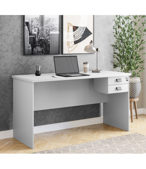 Mesa de oficina ECO, 2 cajones, bilaminado color platino 120 x 60 cm
