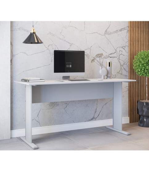 Mesa de oficina WORK, metal y bilaminado color platino 120 x 60 cm