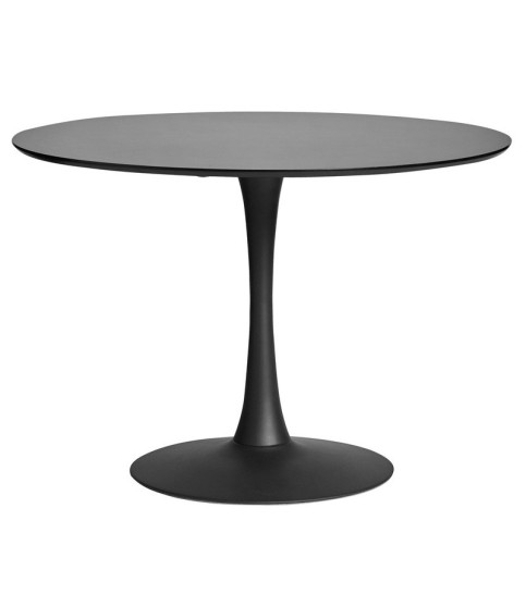 Mesa TUL (TO), base metálica con tapa lacada negra, 80 cm de diámetro.