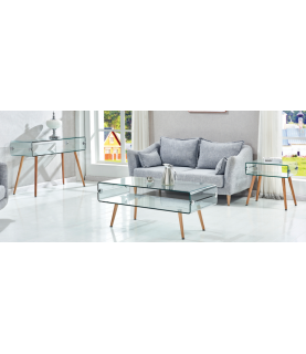 MESA CONSOLA HOLANDA-120TR MADERA Y CRISTAL 120X40 CM