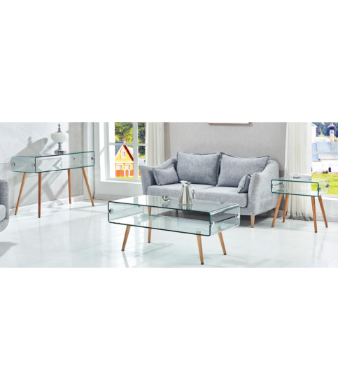 MESA CONSOLA HOLANDA-120TR MADERA Y CRISTAL 120X40 CM