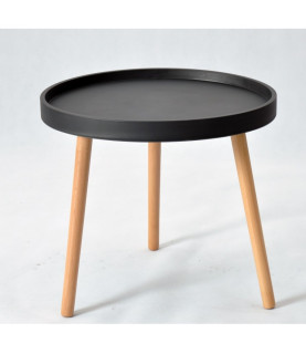 Mesa ANNIA (M) baja, madera y polipropileno negro