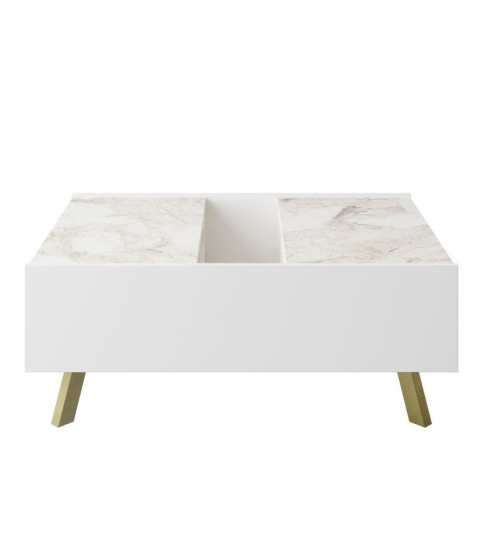 Mesa baja ELOISE, bilaminado mármol blanco, 89,5 cm