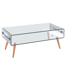 Mesa HOLANDA, madera y cristal, 110x55 cm