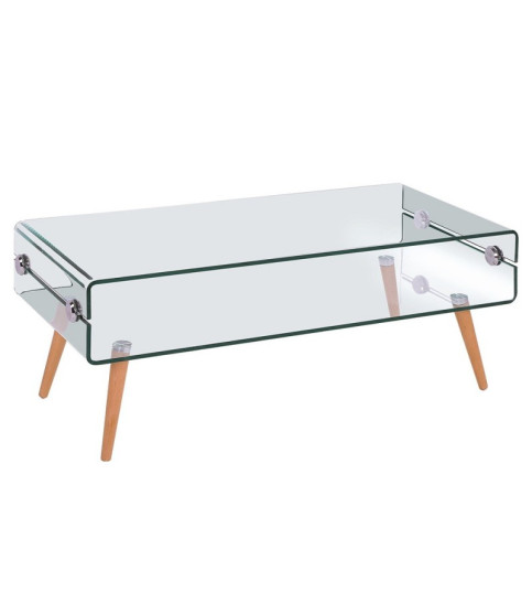 Mesa HOLANDA, madera y cristal, 110x55 cm