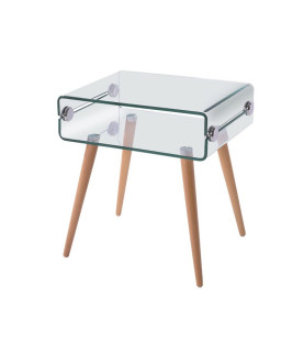 Mesa HOLANDA, madera y cristal, 55x40 cm
