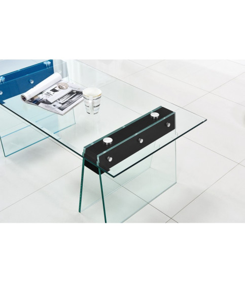 Mesa SELENE, baja, madera y cristal templado, 120 x 60 cm