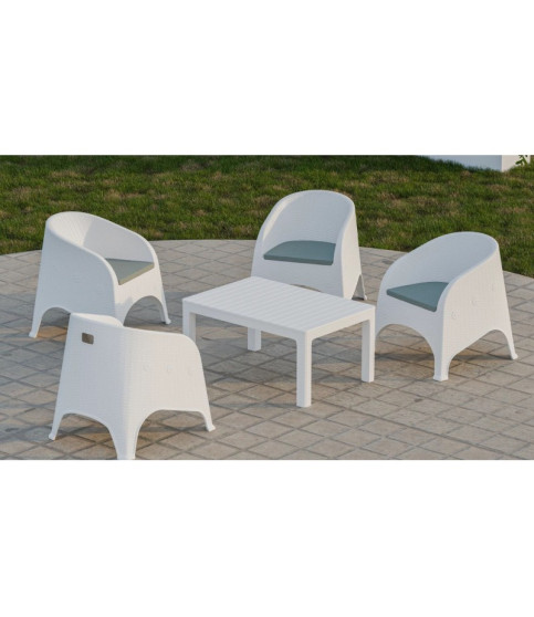 SILLÓN SURF APILABLE POLIPROPILENO MARRÓN CON COJÍN BEIGE