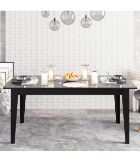 Mesa de comedor SIENA, biIaminado mármol negro, 180 x 90 cms.
