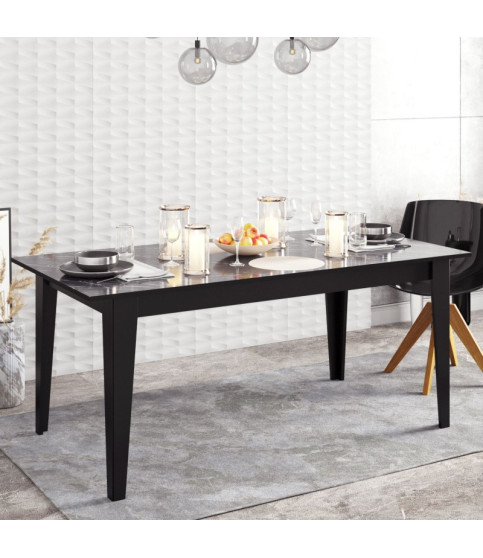 Mesa de comedor SIENA, biIaminado mármol negro, 180 x 90 cms. Mesa de comedor SIENA, biIaminado mármol negro, 180 x 90 cms.