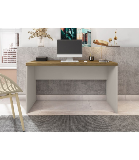 Mesa de oficina STUDIO 136, bilaminado miel y cacao, 136 x 60 cms