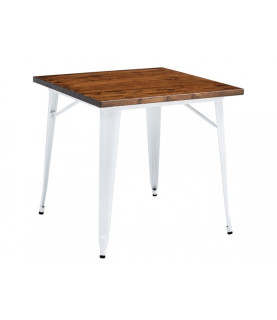 Mesa TOL EK WOOD, acero, madera, blanca, 80x80 cms