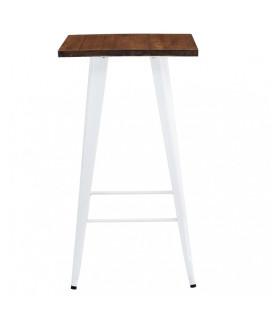 Mesa TOL EK WOOD, alta, acero, madera, blanca, 60x60 cms