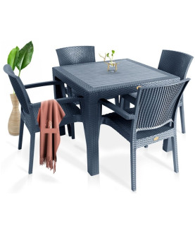 Mesa MIJAS, polipropileno gris oscuro, 90 x 90 cms