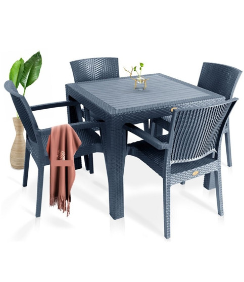 Mesa MIJAS, polipropileno gris oscuro, 90 x 90 cms